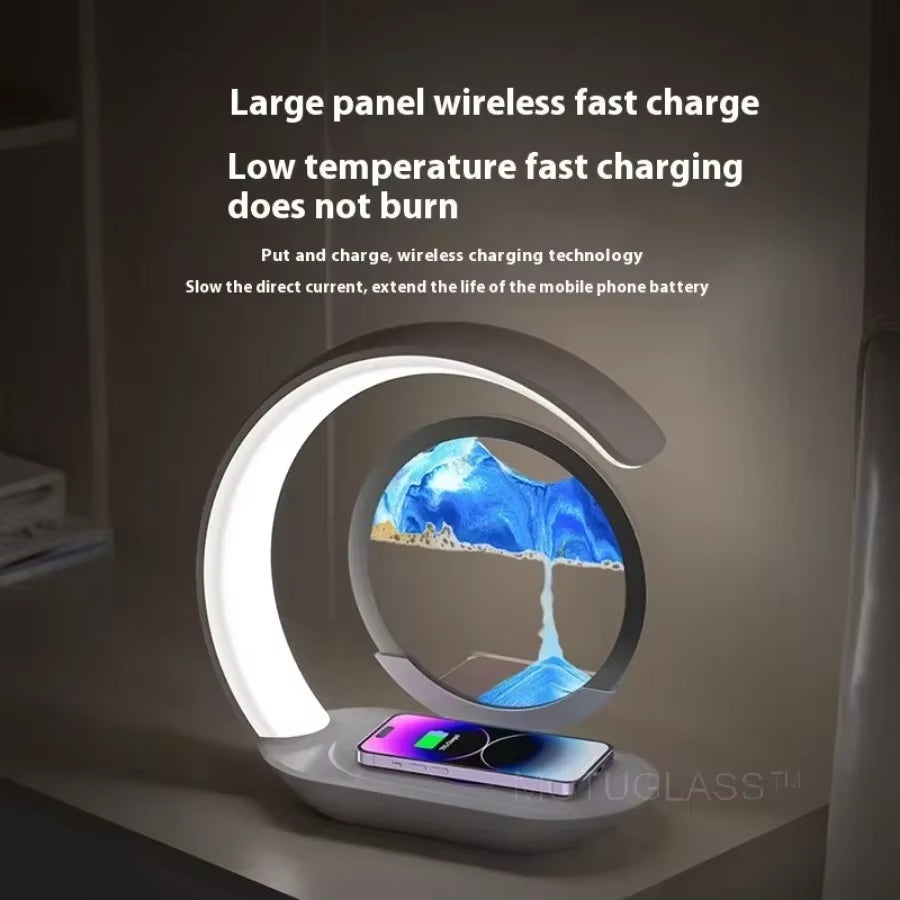 GlowSand™ 3-in-1 Hourglass Lamp: Wireless Charger, Sand Art & Mood Light in One Elegant Design